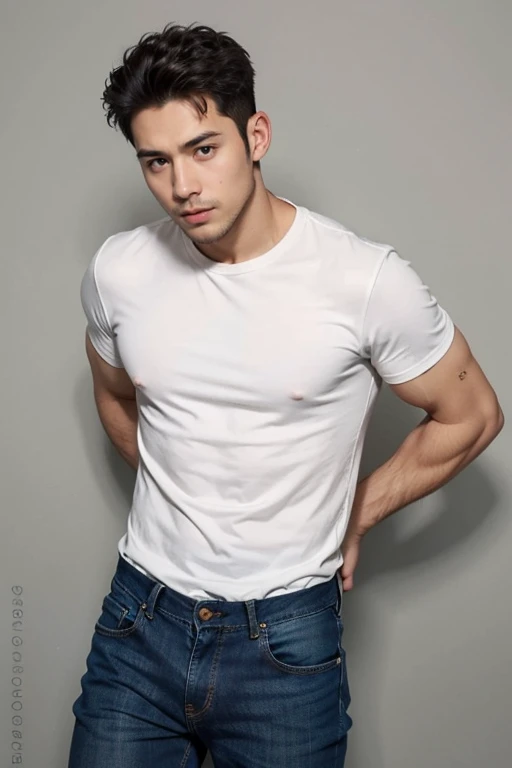 (white panties), Masterpiece, of the future suit, glove, white glove, skin tight ถอดเสื้อ, toned man, teenager, young man, Beautiful face, handsome, (of the future), toned man, Embossed, Shoulder guard, neck guard, blue eyes, white skin, boots