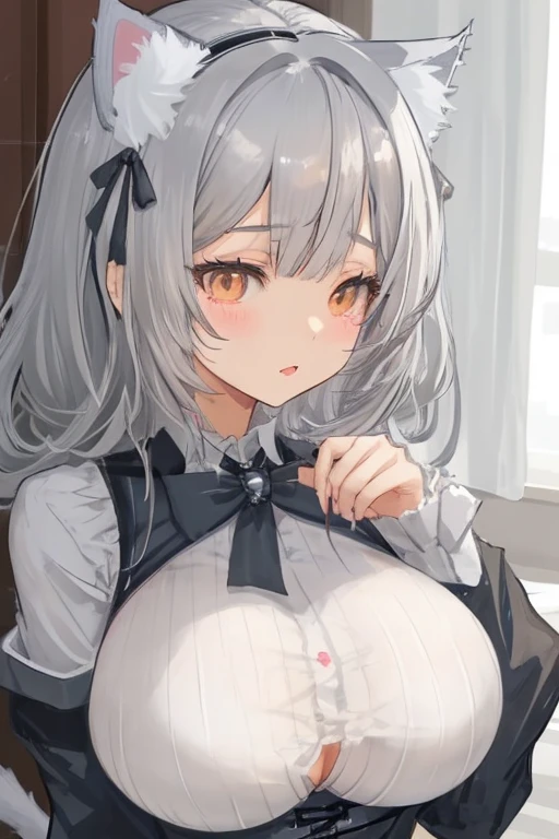 score_9, score_8_superior, score_7_superior, sauce_anime, evaluation_Safety, hakase fuyuki, One girl, Virtual YouTuber, Red eyes, Gray Hair, Long hair short hair, Low twin tails, Side Lock, Hair Clip, Neck ribbon, Red ribbon, Black sweater, Collared shirt, Open jacket, White jacket, flower, Tea belt, Long sleeve, Sleeves are longer than the wrist, White gloves, Pleated skirt, Black Skirt, Black Pantyhose, Lying in bed,Dutch Angle, Particles of light, light, Research Room, window, window shade,masterpiece, Highest quality, High resolution,Titty fuck,Hakase Fuyuki,Virtual YouTuber,vtuber,nsfw,bare breasts,penis,paizuri,breast squeeze,Hakase Fuyuyuki,1boy,男がsuperiorに乗っている,Horse riding,From the head,Sleep,lies down on bed,male on top,from head side,lies down on bed,Horse ridingTitty fuck,gigantic breasts,Huge breasts,A woman is sleeping on her back,A woman is sleeping in bed,Are crying,Angry
