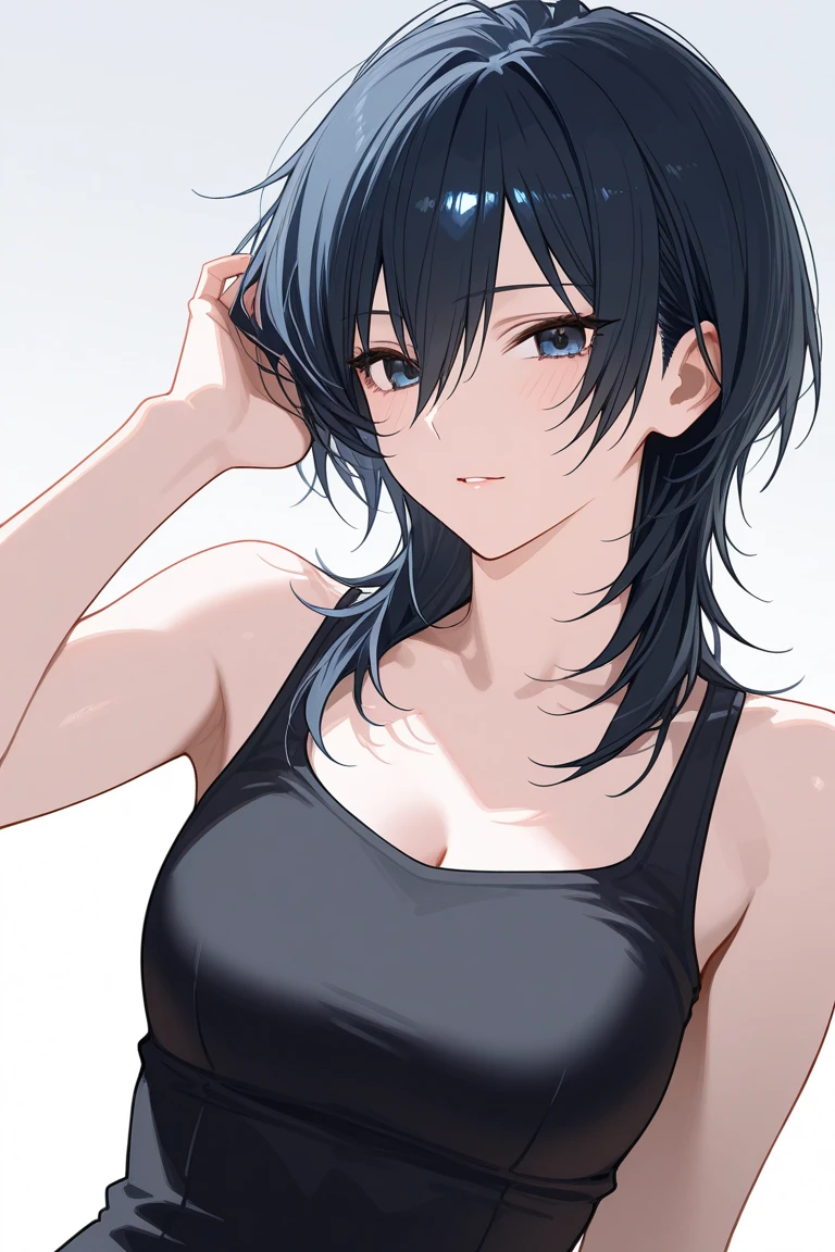 Masterpiece, Best Quality,  <lora:MukuroDG:1>, 1girl, solo, collarbone, looking at viewer, closed mouth, bikini, white bikini, breasts, small breasts,