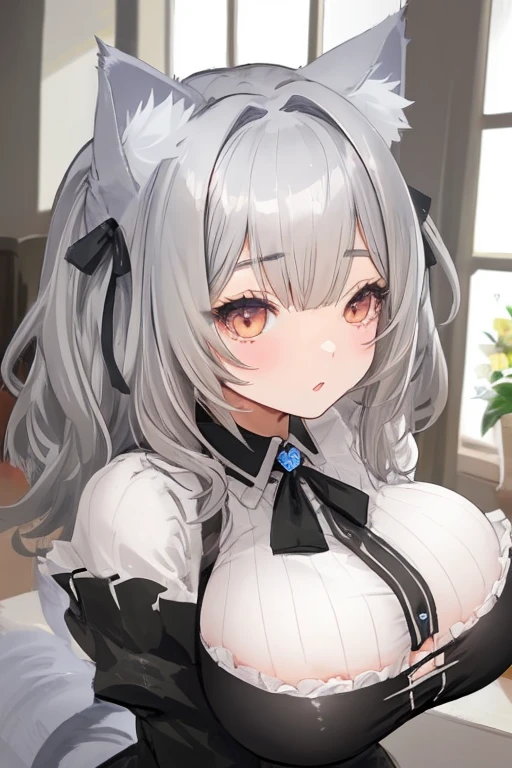 best quality high resolution one young pretty woman red eyes white hair neat medium perm cute soft girl Cat ear Fascinating naked black and white cow pattern underwear dragon girl cosplay enchanting maid outfit breastfeeding service The huge breasts of a virgin killer with amazing charm Sexless breast milk gasp incest Estrus face plump system Masturbating