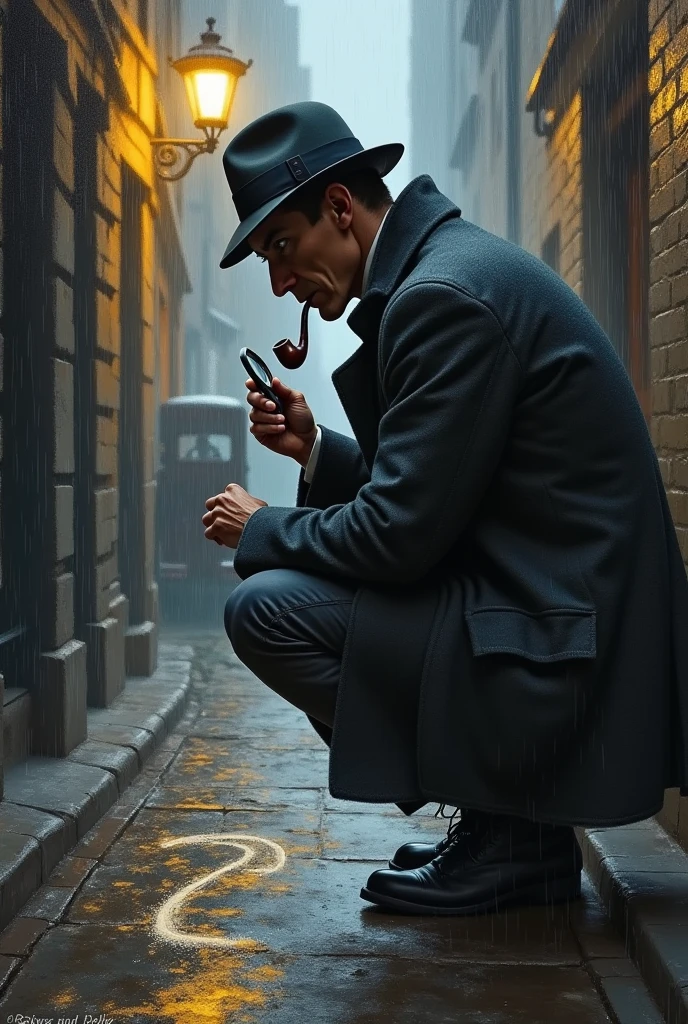 Detective Brooding Reference Generate an oil painting of a tall, gaunt detective from Victorian ...