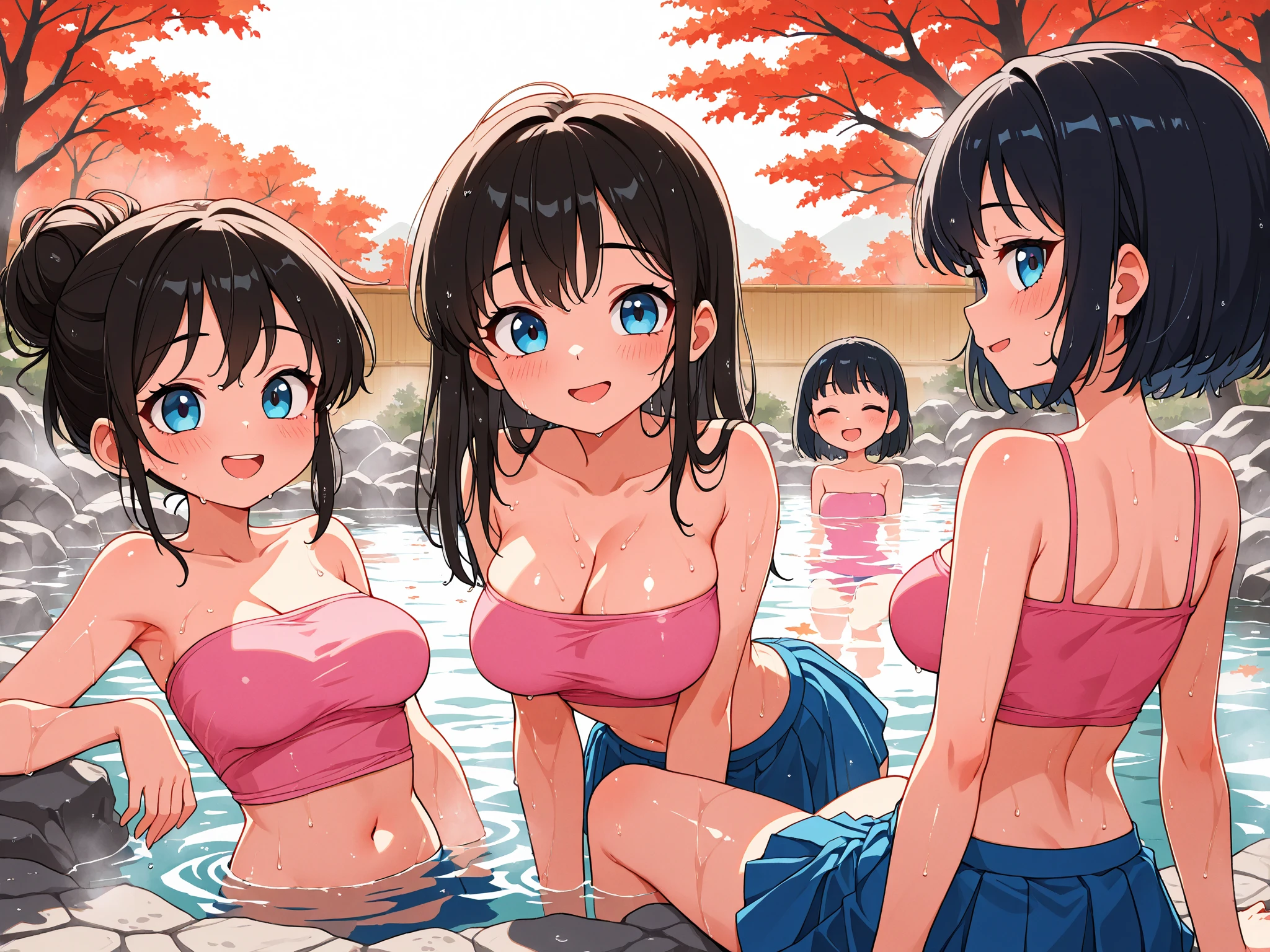 clear、Group of busty women with nice bodies getting changed、Hot Spring Changing Room、