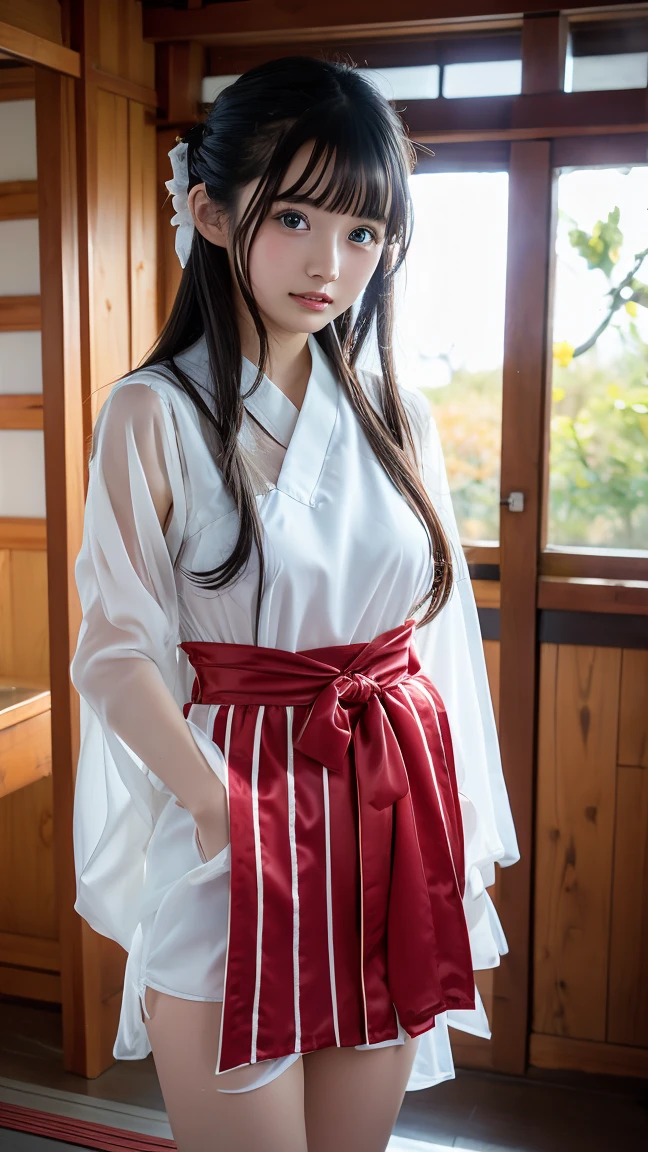 masutepiece,award - winning photo, Extremely detailed,A sexy Japanese mother, shrine maiden outfit,red skirt