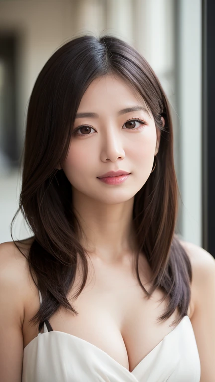 30 years old、Japanese women, (She is wearing a sleeveless top with a low V-neck:1.2),( Sheer blouse:1.0),(RAW Photos, Highest quality), (Realistic, photo-Realistic:1.4), masterpiece, Very delicate and beautiful, Very detailed, 2k wallpaper, wonderful, In detail, Very detailed CG unity 8k wallpaper, Very detailed, High resolution, Soft Light, Beautiful detailed girl, Very detailed eyes and face, Beautiful and detailed nose, Beautiful attention to detail,Cinema Lighting,Clear blue sky, coastline, The cape is visible in the distance, Perfect Anatomy, Slender body, smile,(Fashionable hairstyles: 1.3),Emphasizing women&#39;s bust、sexy
