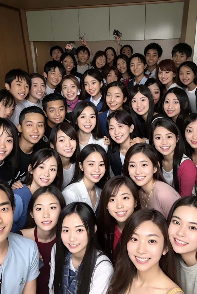 ((Best quality, masterpiece)), group photo with eleven people. lifelong friends, warmly embracing, smiling ear-to-ear, surrounded by lush greenery and a crisp blue sky, basking in the sunshine of a perfect day.