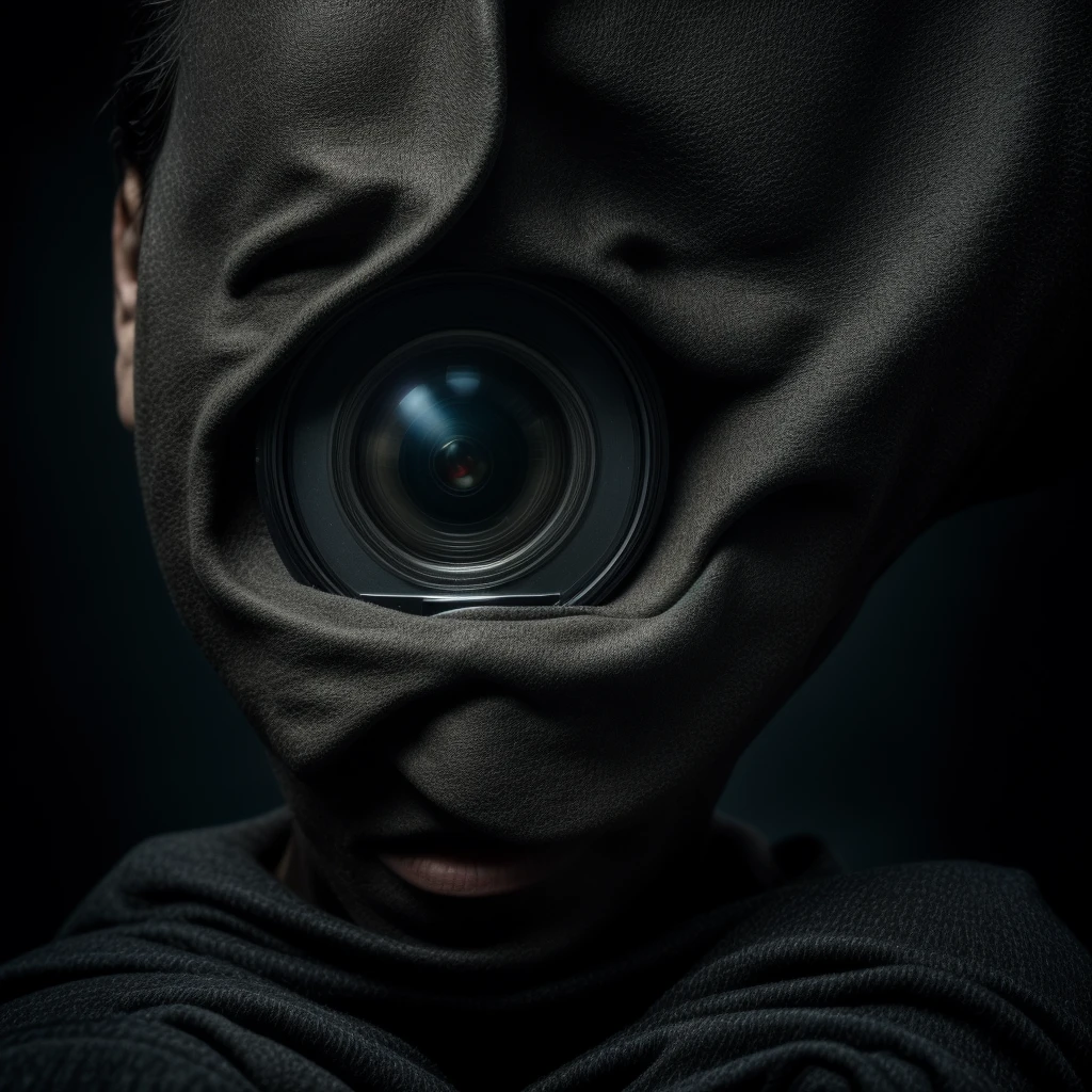 A boy with mulatto skin color cell phone player with black color mask with straight hair with purple eyes