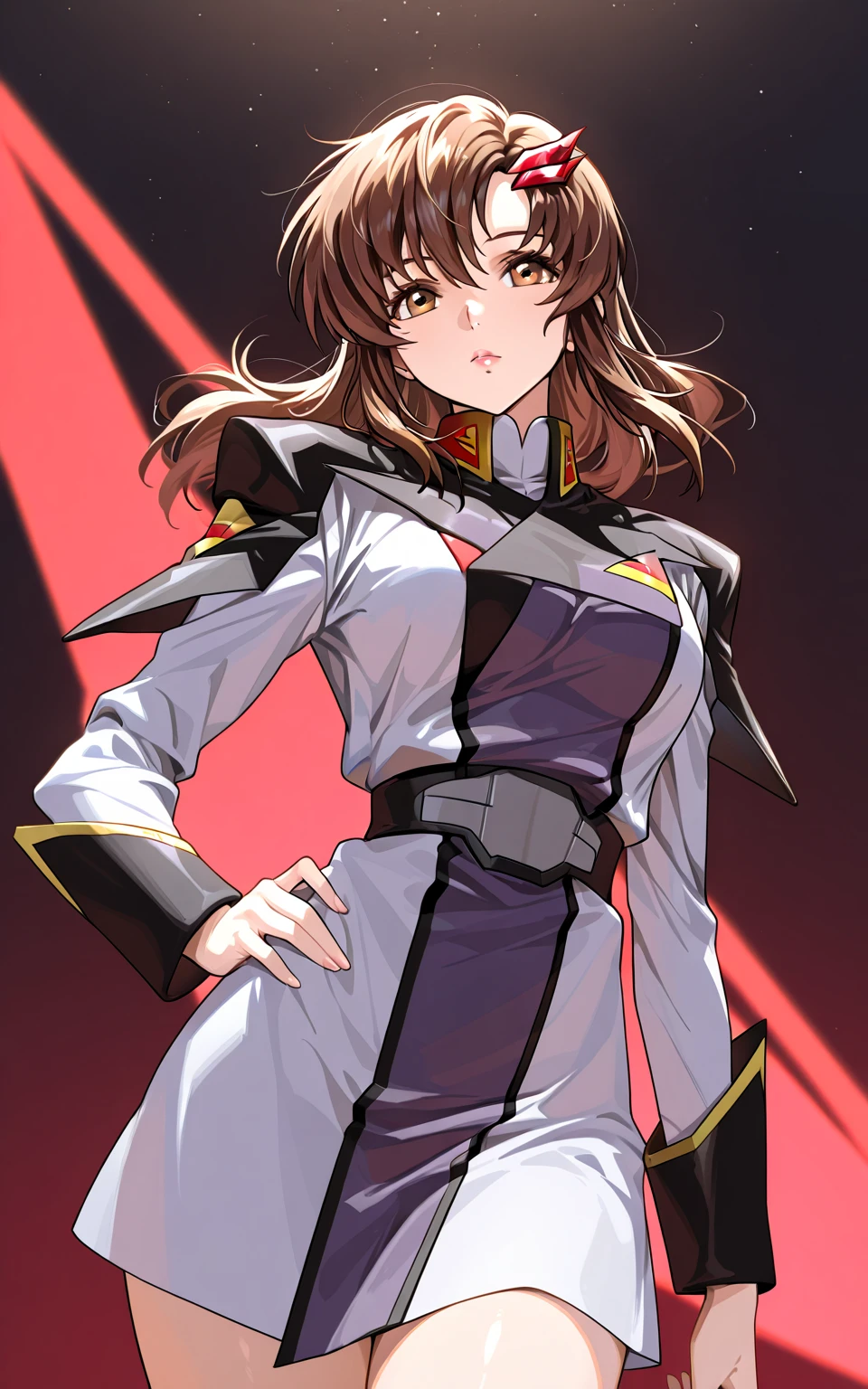 White gloves, red eyes, white jacket, white skirt, best quality, masterpiece, Highly detailed, illustration, absurdres, white military uniform, white uniform, white hat, gloves, standing, girls, multiple girls, expressionless, blank eyes, looking at viewer, emotionless, corrution, mind control, female combatant, full body, hypnotized, unhappy trance, perfect female body, extremely glossy latex, belt, hypnosis, hypnoLora, empty eyes, Mind control device, thigh high, poses, submissive_pose, rubber bodysuit, nazi saluting, military, military saluting, salute, Bleach, Quincy, tight miniskirt, brown hair, brown eyes, Menjou Hare, Guilty Crown