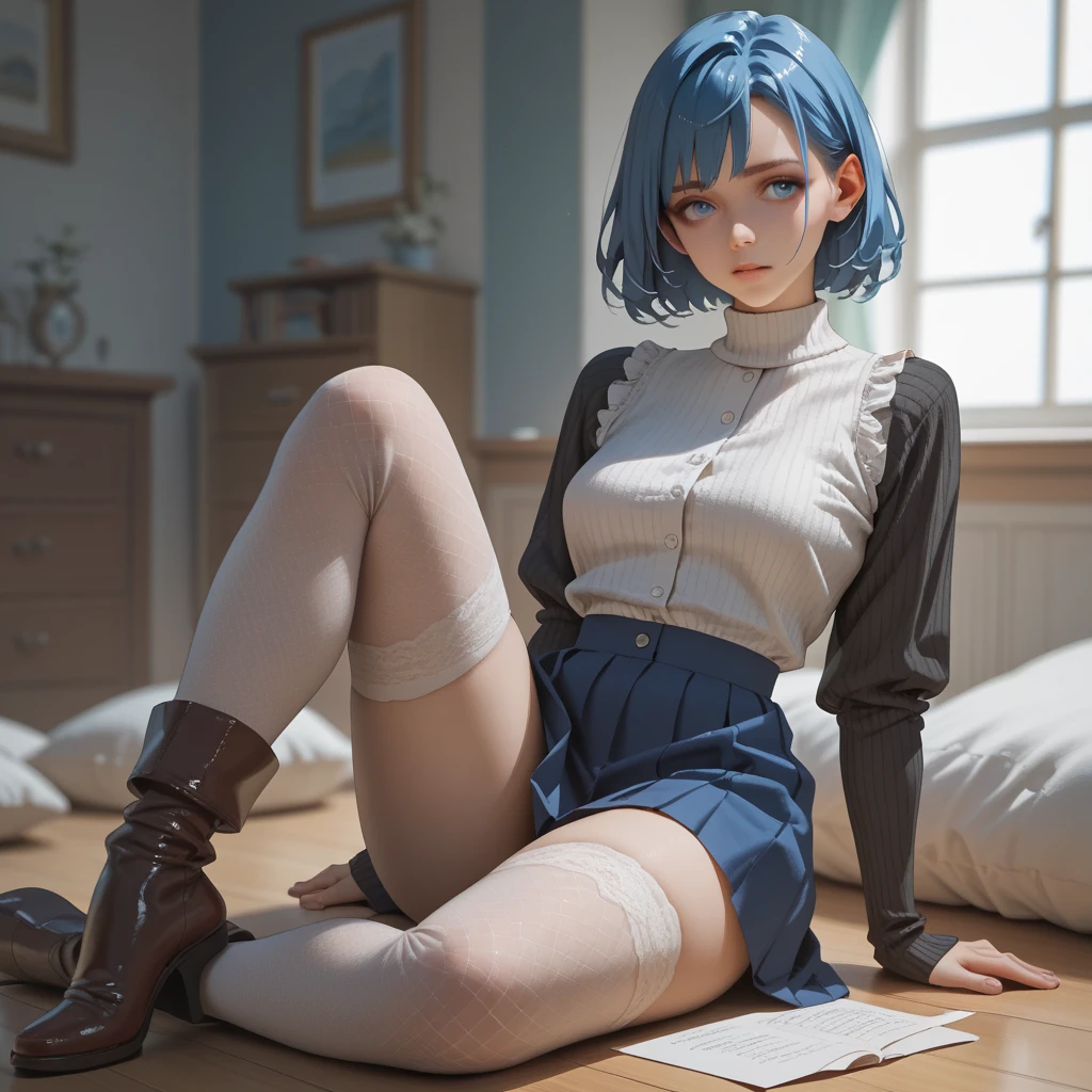 Best Quality, Master piece, mini skirt, big thighs, stockings
