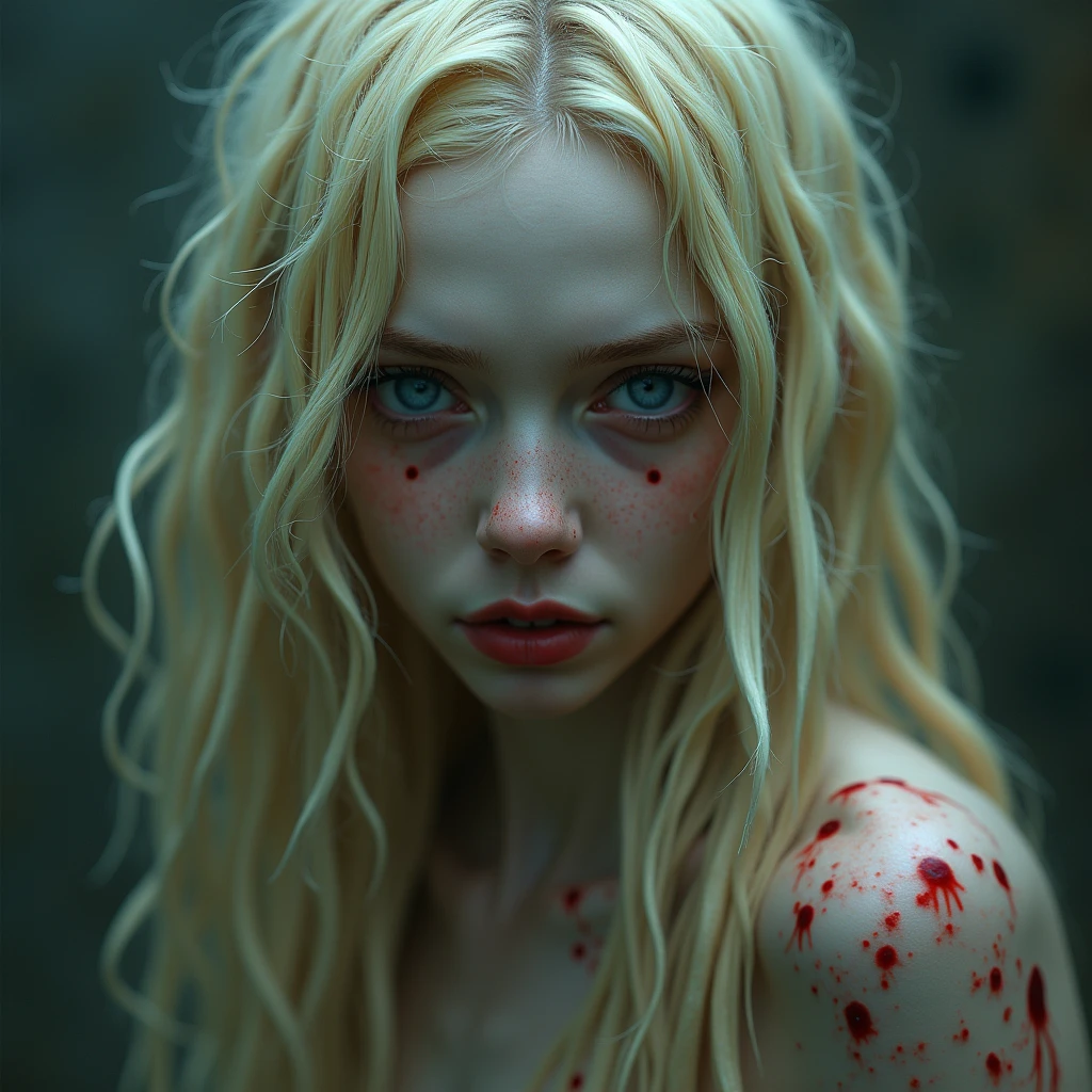 (32K:1.5, Dark fantasy:1.4, Highest quality, masterpiece, Ultra-high resolution), Perfect dynamic composition:1.3, Horror Portrait, chaos, Dark Background:1.3, Prisoner, slave, Dark Demon World, evil, (Detailed tattoos on the whole body:1.4, wearing exquisite jewelry:1.4), Very detailedな肌と顔の質感:1.3, Very accurate, Very detailed, (Sexy succubus demon with big wings:1.3, Incredibly slim body:1.3, beautifully、aesthetic:1.3), Horn, Fair skin, Sensual posture, first round, ((Putting Badly Torn Clothing Back on Properly:1.3)), Medium chest, (Big eyes that exude eroticism:0.4, Feel the stimulating caress:1.0, Open your mouth a little, lipstick, Feel the eroticism:0.9, Too sexy:0.9, charm的な:0.9), ((Bloody:1.5, Covered in scars:1.5, Necrosis:1.6, Lots of chains:1.6, Countless chains tangled in clothes:1.6, Chain your right arm:1.5, Chain the left arm:1.5, The right leg is bound with a shackle and chain:1.5, The left leg is bound with a shackle and chain:1.5)), Super long blonde curly hair, Earrings, necklace, bracelet, romantic, mysterious, elegant, Object of admiration, original, dramatic, artistic, Innovative, charm, Heartful, Fancy, sense of openness, sense of cleanliness, special, exciting, grotesque, Extreme, Tilt, sense of loss, sorrow, sorrowの表現, ((evilのcharm, 女性的なcharm))