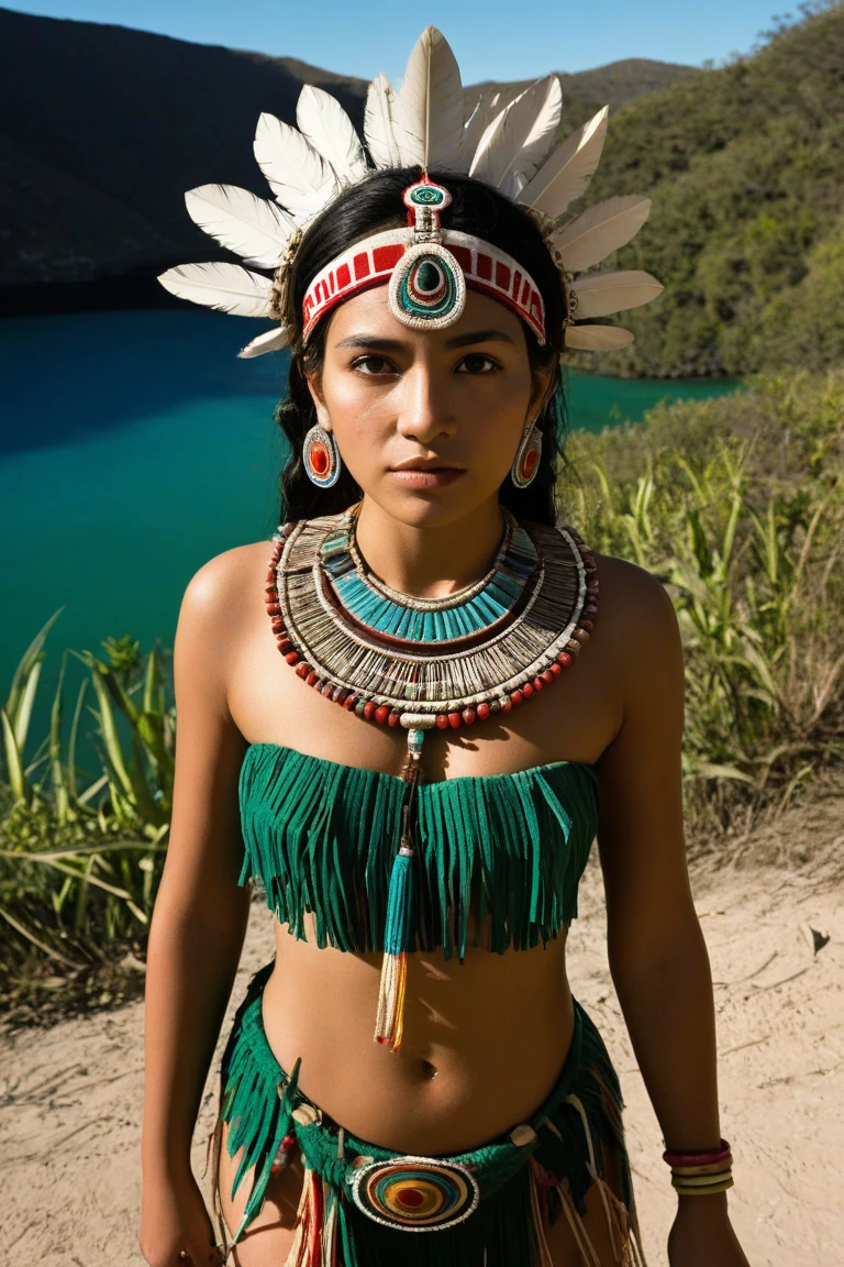 Logotipo para una empresa touristica con el nombre de Quetzalli tours que contenga un quetzal y una corona de la danza de los quetzales