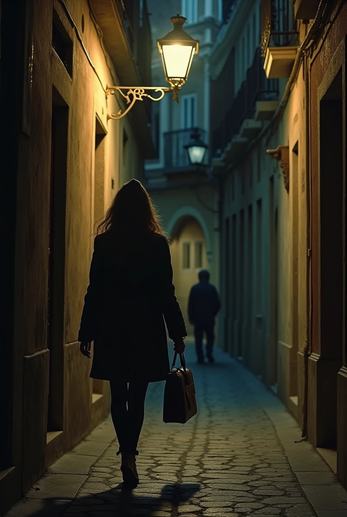 A girl on the street at night,detail-rich,Best quality,Photorealistic,night time lighting,Vivid colors,city scenery,Dramatic atmosphere,Lonely,pensive expression,Long black hair,breathtaking beauty,City lights shine,Shadows and reflections,mystical ambiance,graffiti-covered walls,Empty streets,Wet pavement,Sparkling raindrops,Silhouette of a high-rise building,Blurred headlights in the background,Surreal feeling,fog atmosphere,urban exploration,Calm and peaceful,Late night stroll,fashionable attire,captivatinggaze,Subtle shades of blue and purple,Narrow alleys and hidden corners