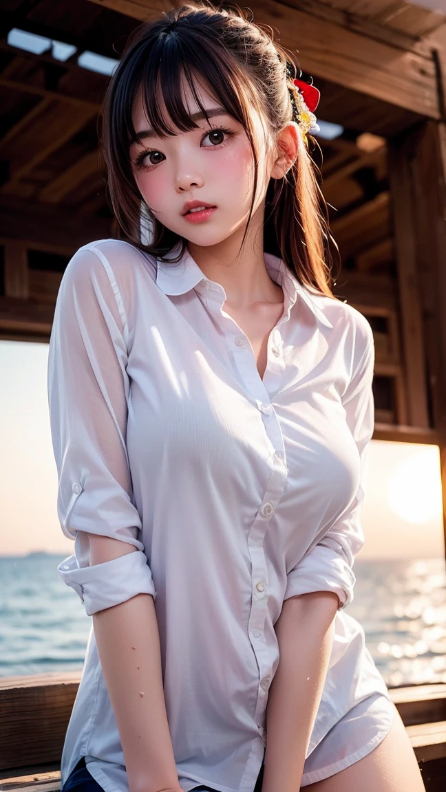 a lot of details, (slender waist), 30 years old, detailed black hair, beautiful detailed hair, super fucking beautiful, complex details beautiful and delicate eyes, perfect hands, (small breasts best quality), perfect and delicate limbs, detailed skin, best quality, ultra-detailed,
wide-angle, the character is in the center of the frame, outstretched arms, extremely detailed body, curly hair, fox tail, beautiful face, xd, open shirt, jeans, ((detailed wet clothes)), colorful Clothes, villiage, beautiful detailed pampas grass field, night sky,
