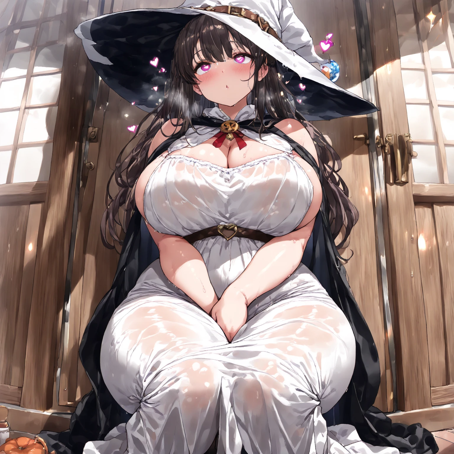 highest quality, Gothic suit, silk hat, gloves, black hair, yellow eyes, pregnant woman