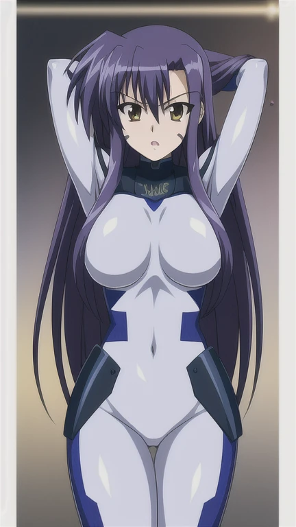 I'm Yoshiko, I'm a white-skinned woman with long purple hair and light green eyes. I am 1.68 cm tall and weigh 56 kg, my measure 310 cm, my waist 60 cm and my hips 200 cm. Dressed in tight fitting nurse outfit. With big bre