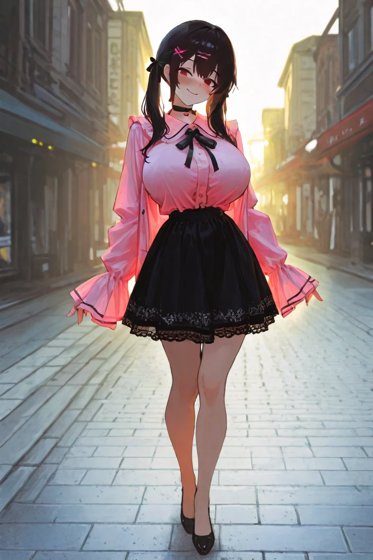 (masterpiece, highest quality, highest quality, beautiful and aesthetic:1.2), very detailed,(fractal art:1.3),most detailed,Yunyun and Megumin from Konosuba,She seduces a man walking through a scramble crossing in Shibuya by emphasizing her big breasts in an attempt to get him to become her friend, but he runs away and reaches out for her hand.,open your mouth and sweat,(reality　cartoon)