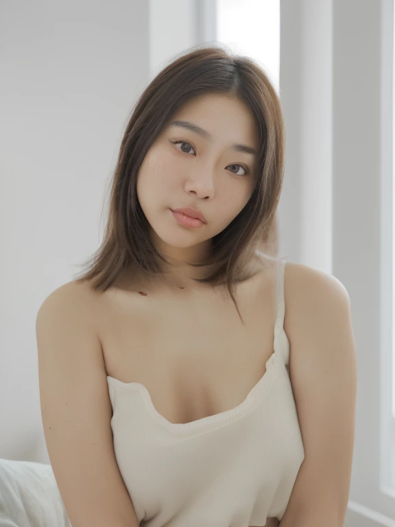 (RAW photo, best quality,high quality,highres), (realistic, photo-realistic), ultra-detailed,(front lighting), closed up portrait photo,physically-based rendering, 2girl,20 years old,(closeup photo),(highly detailed skin:1.3),detailed eyes,air bangs, best quality, ultra high res, (photorealistic:1.4), pretty girl, tanktop black shirt, black tight skirt, (faded ash gray hair:1), medium breasts, looking at viewer, closeup, (pretty face) , southeast asia girl. 