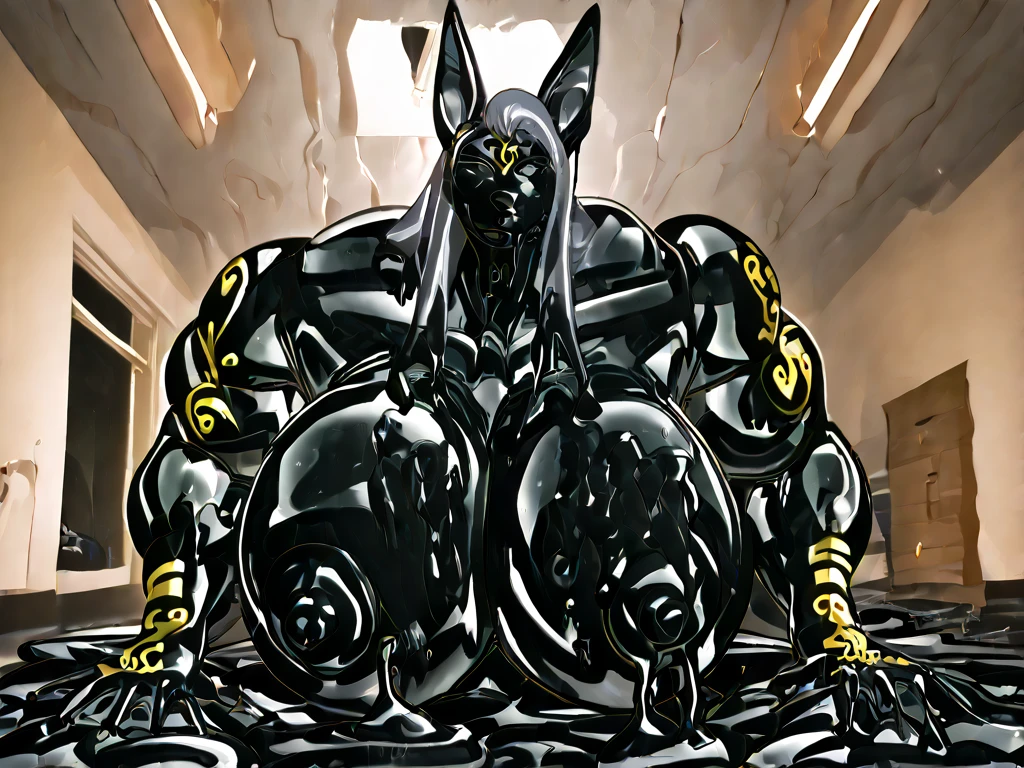 in egyptian throne room, by slug_(artist), by discordthege, by bebebebebe, by sabrotiger, by spuydjeks, by spikedmauler, by moonrick, anthro, Bald, Cross eyed, mad, angry, sharp teeth, gritting teeth, ahegao, eyelashes, black skin, black fur, eyeliner, black nose, black nipples, black , blushing egyptian cat goddess, deity, curvaceous body, muscular body, torn clothes, ripped clothing, exposed , breasts, fangs, 1girl, solo girl, mindbroken, mindbroken by worm, thick thighs, breasts, worm, cat captured by giant worm, restrained by worms, worm , worm fucking cat, giant worm, vaginal, impregnation. bestiality, cat being raped by worm, worm's penis penetrating cat's pussy, worm s, xray view.
