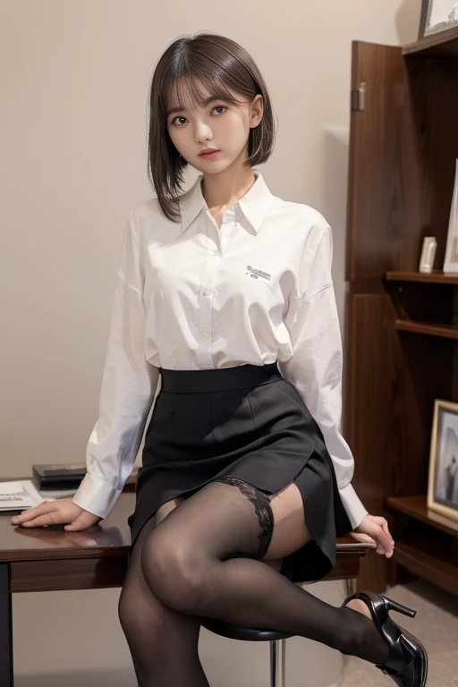 (Highest quality、Highest quality、Highest Resolution、masterpiece、detailed、live-action)、
(((Lifting the hem of a mesh skirt with your own hands)))、
(((Grab the hem of your mesh skirt with your hands)))、
(((Wearing pantyhose up to the waist)))、
((Show me your panties))、
((Panties are visible))、
1 Japanese woman、
Cute Japanese Woman、
Beautiful 20 year old Japanese woman、
Slender figure、
Super slim figure、
Small breasts、
Silver Hair、
The woman&#39;s body is facing the photographer、
smile、
whole body、
Standing posture、