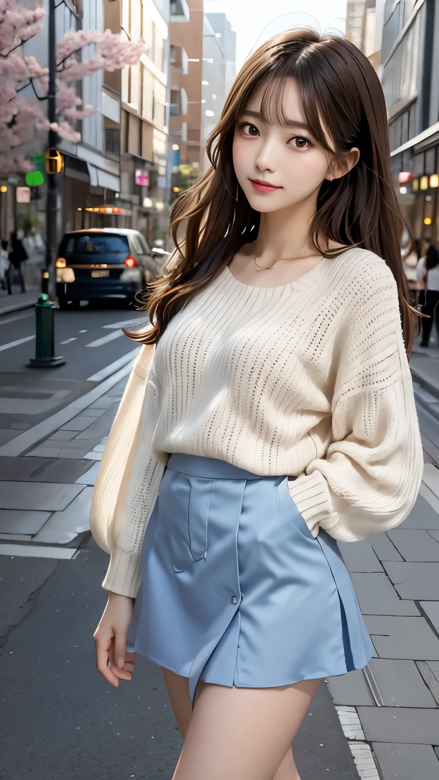 An Afghan woman taking a photo wearing a white sweater and black skirt, 4K], 4k yen ], Charming A pose, Pose of Satisfaction, Yoshitomo Nara, Mr.々A pose, 2 4-year-old female model, Wear a sweater, 8k!!, wear tight, simple clothes, Chiho, Japanese Model, Cute and elegant A pose, Dressed in white, Face that faithfully reproduces the face of LoRA, High resolution, Very detailed, Natural Bangs, highest quality