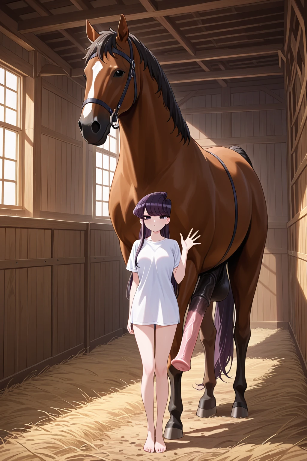 Cute little 4 year old, having Horse sex (penetrated in small vagina her for PENIS HORSE), armpit, sin ropa, desnuda, (face 3 years), ahegao, arte conceptual, complejo, pintura digital muy detallada, SUAVIDAD, sharp focus, Sparkly Filigree Fantasy, Una obra maestra del arte digital