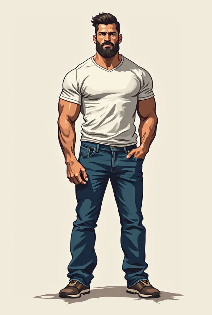 Generates a comic book style drawing of a brown-haired man, short and tousled hair, gentle face, sans barbe et appaisé sur une planche de proprioception