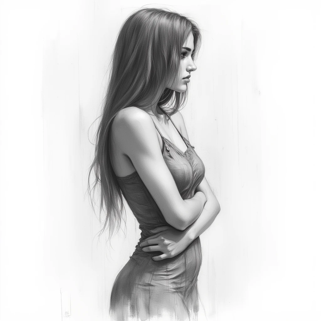 detailed medieval woman, nude female figure, intricate line art, delicate linework, highly detailed anatomical study, chiaroscuro lighting, moody atmosphere, dramatic shadows, muted color palette, classical renaissance style, masterful draftsmanship, elegant poses, graceful gestures, naturalistic rendering, exquisite detail, refined aesthetic, timeless beauty