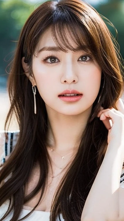 Masterpiece, high quality, photorealsitic, high resolution, 8k wallpaper, Professional photo, Super detailed face, detailed eyes, ((monochrome photo)), 1girl in, Skinny Japanese woman, ((Facing the front)), ((lips are only in Red)), Detailed clavicle, perfect face, {long|short} face, straight hair, (look straight at a camera)