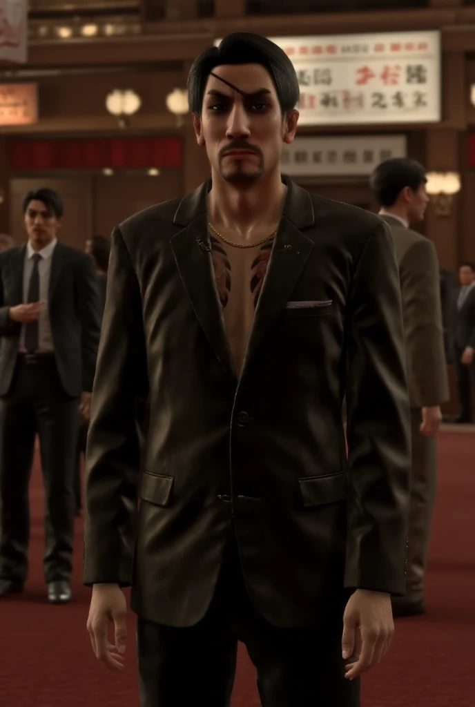 (best quality, masterpiece, 16k, ultra detailed, beautiful skin, professional lighting),crowd and 1 man,1人の Goro Majima,戦争をしている,様々な東洋人男性、たくさんのJapanese mafiaがケンカをしている、やくざ、たくさんのjapanese mafia、夜の東京、怒った表情、遠くから、現実的