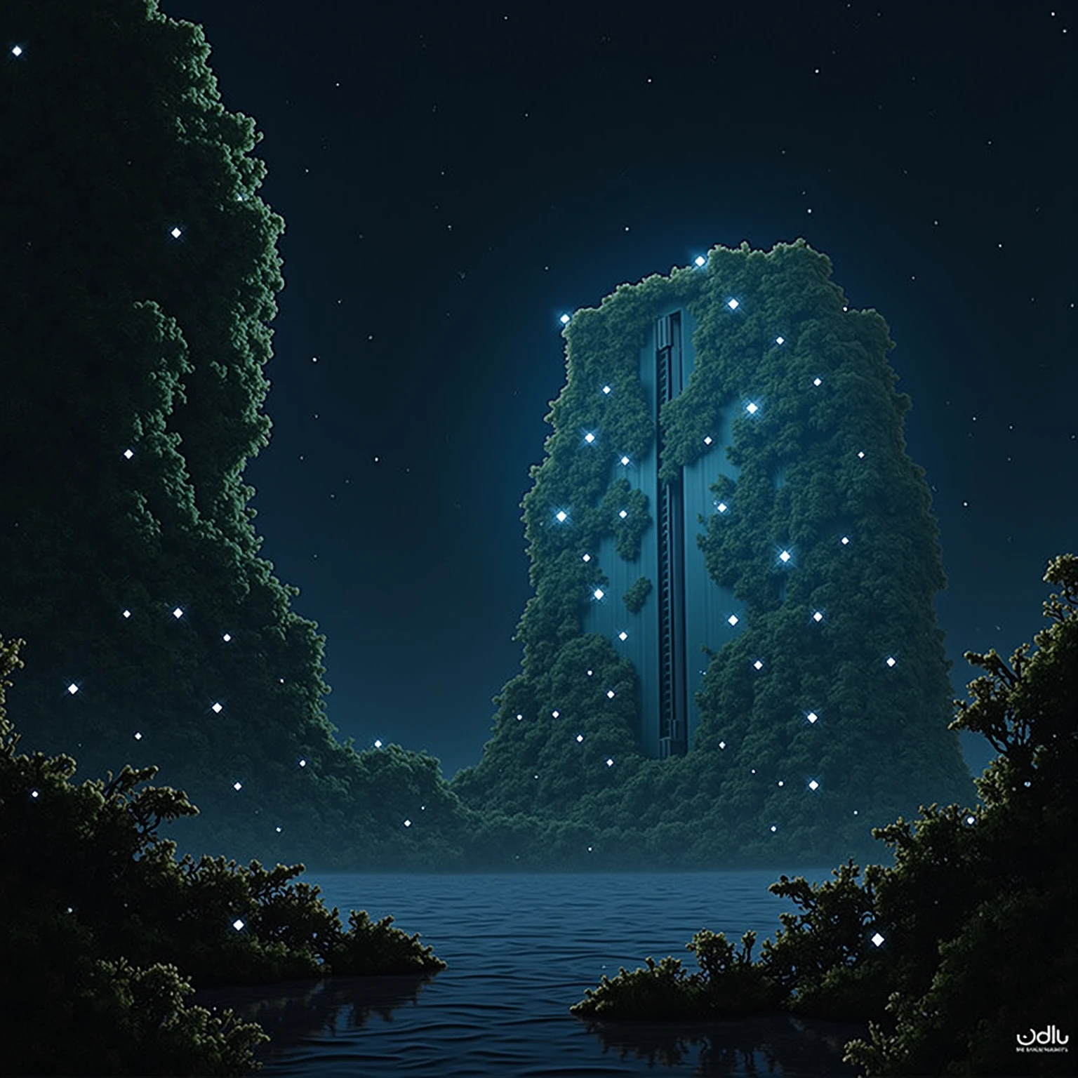 Alien views: abandoned space stations covered with luminous plants