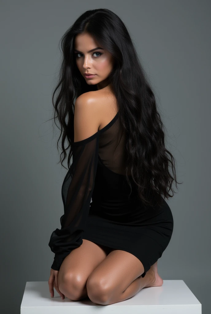 Girl with long silky black hair
