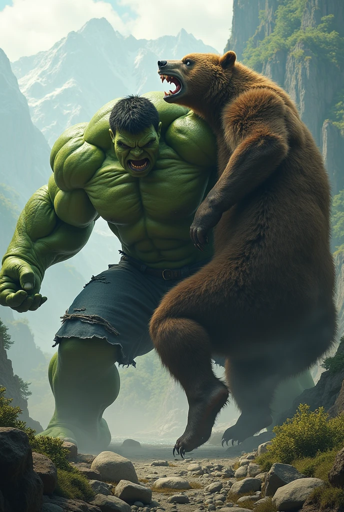 hulk vs wolverine facing each other, in the forest facing each other movie scene