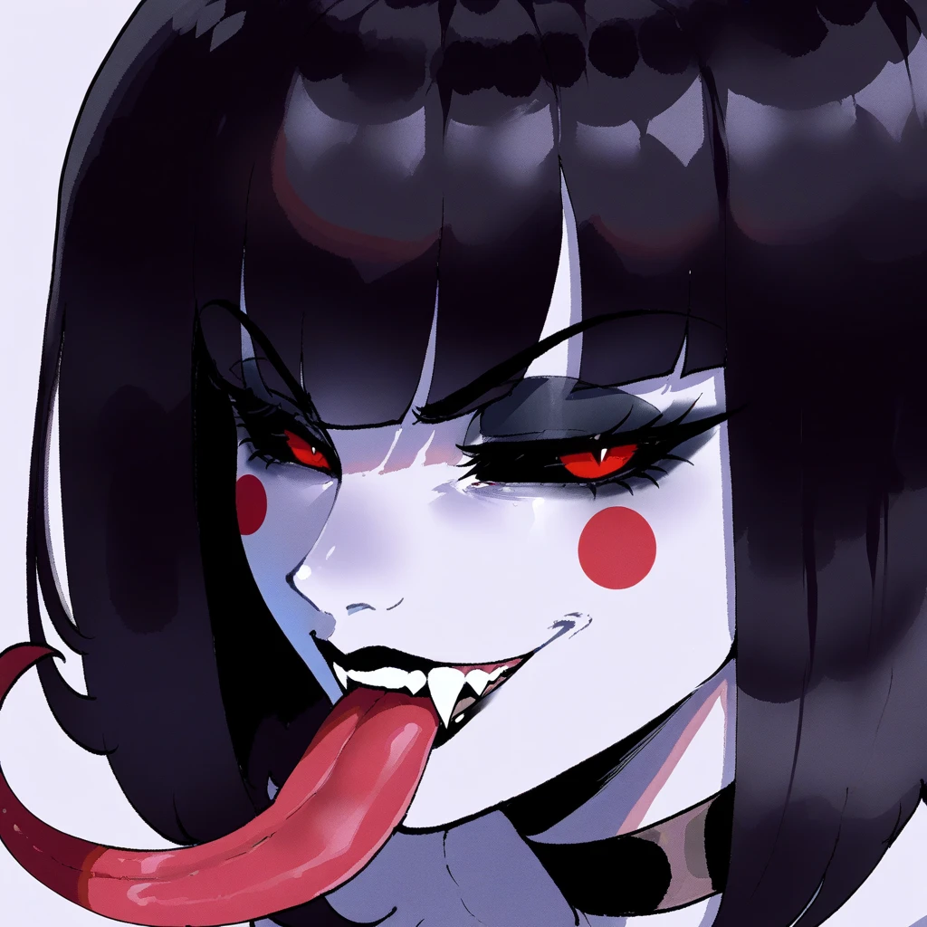 score_9, score_8_up, score_7_up, source_anime, BREAK, (((yew))), , 1girl, solo, vampire girl, black hair, white skin, purple eyeshadow, red lips, curvaceous, vampire outfit, long hair, hands on face, drool, looking at viewer, cleavage 