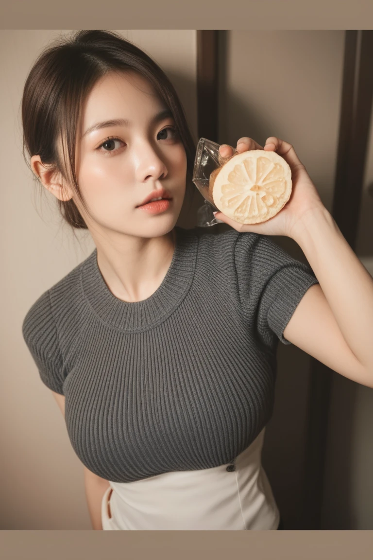 adorable, 1 girl, (face to face), , baby face, happy, medium portrait, (face details: 1), (eye details:1), ((naked big breasts)). wearing transparent transparency mini apron, .. Cute posed. proportional body. Ultra High Res. realistic: 1.4, UHD, poke ((Afro Hairstyle)) , lace (Gigantic)