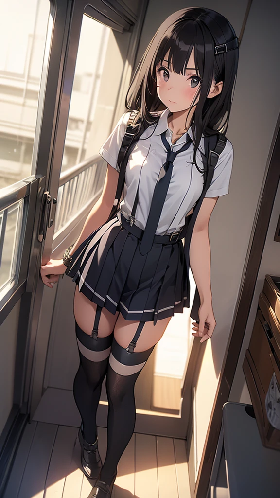 (Ahoge, Gray Hair, Very long hair), Golden Eyes, A light smile, Open your mouth, ((White shirt), (Buttoned shirt), (Button gap)), ((Black Skirt), (Short skirt)), Are standing, Dynamic Angle,,(Sharp Eyes),(Glaring:1.1),Scornful Eyes,(empty eyes)Grit your teeth,Sweat,(Lift up your skirt yourself),pantyshot,(Panties through pantyhose),cameltoe focus,(from below)masterpiece,Highest quality,8K,Black hair two side up,(Sharp Eyes),(Glaring:1.1),Scornful Eyes,(empty eyes),Grit your teeth,Sweat,ass pov,blush, Small breasts,Grin,Panty details,Detailed Description,Light blue panties,High quality panties,Panties with stains,Wet texture,fine hands,Beautiful Hands,Perfect hands,Beautiful Skin,Shadowed face