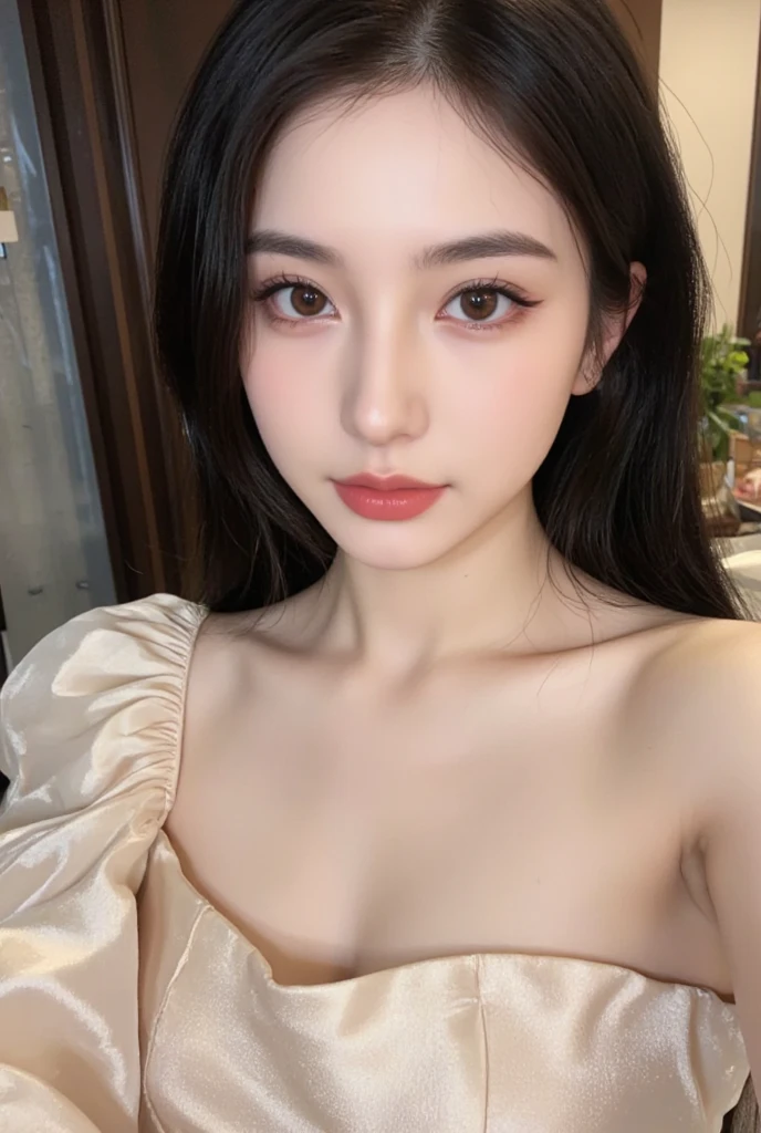 Top quality, Masterpiece, 超高分辨率, (Realistic, : 1.4), Original photo, (True skin texture: 1.3), (filmgrain: 1.3), in a panoramic view, Portrait, Very wide lens, Narrow waist, cowboy lens, (bangs, Inconspicuous, Cold light,) Night, Close-up, Tears, Short hair, neck long, ears sticking out, bangs, Big eyes, Brightly Colored Eyes, In the house, Dust, Tindall effect, (Facial expression), Sitting, (hitting a wall), Crying, Frowning, (Looking down), Nervousness, Tears, smiling happily
one girl, eyes and face with beautiful details, White jabot, pink dark V, Brown eyes,