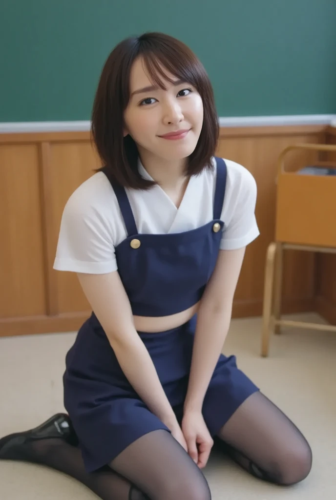 (8K, RAW Photos, Highest quality, High resolution: 1.1), (ultra Realistic: 1.4), (Realistic, Realistic: 1.3), The Beauty of Japan, ((Upper Body: 1.3)) High resolution, Realistic image of a Japanese woman with short hair, She has big breasts and red cheeks, Look at that, smile She looks at it, smile, Very detailed CG ユニティ 8K 壁紙, Highest quality, Very detailed, masterpiece, Realistic, photo Realistic, Very detailedかわいい女の子23 years old, (secretary), blush, Lips parted , (Get on all fours) ,(Showing panties) , Ultra-realistic pantyhose、look back , Half Body Shot , office