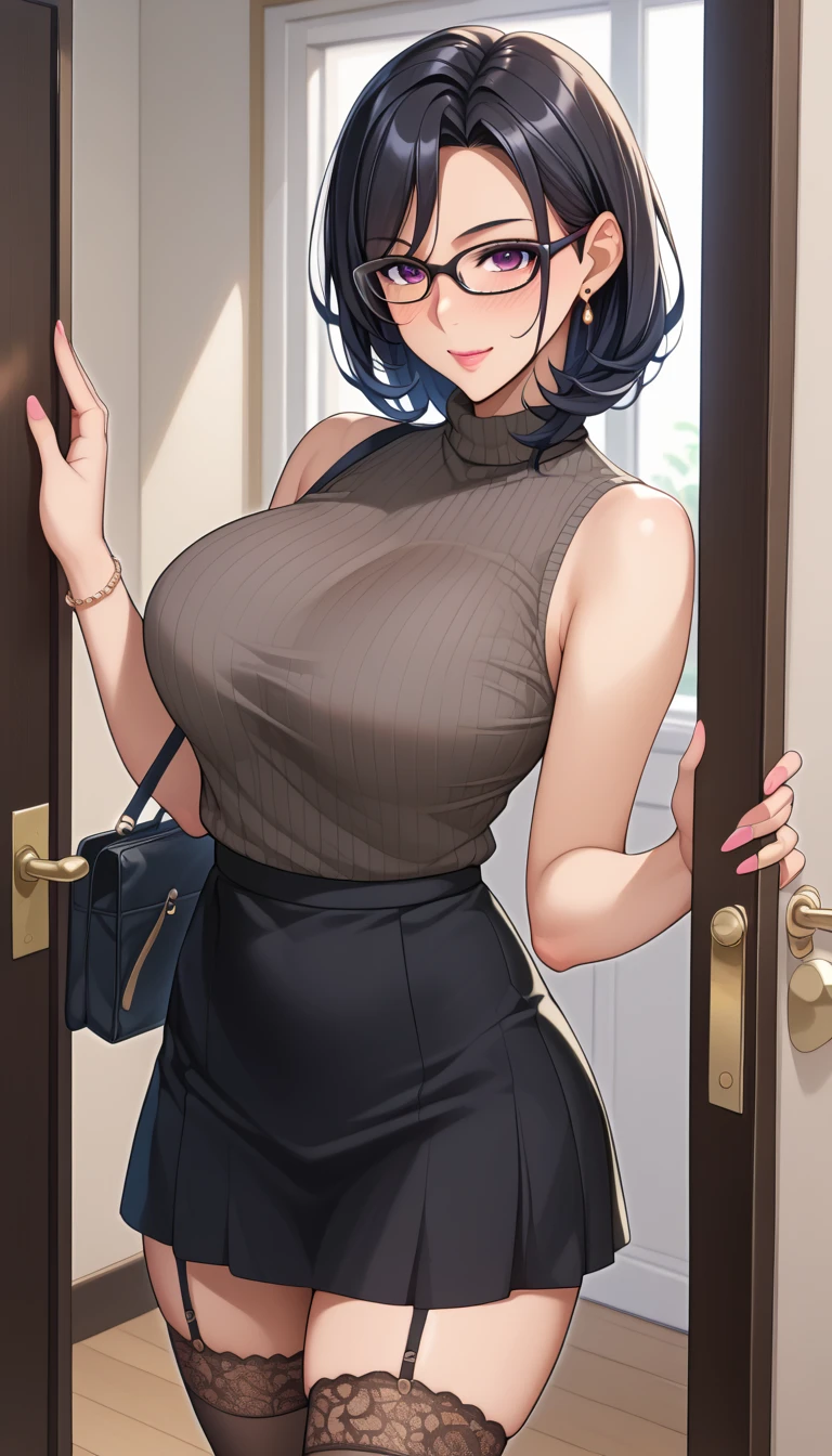 (Familiar, masterpiece, Highest quality, Complex),
Cowboy Shot, Kyoka Tachibana,
(((Big Breasts,))),
1 girl, alone,
Cute eyes, Beautiful Face, Perfect round ass,
Fit and body, Female Pervert,
alone, Pale skin,
blue eyes, ((Beautiful mature woman)),
(/Black Mask:1.5/, /Grey tight long dress with plunging neckline:1.2/ & Lightweight cardigan), clavicle、Lazy face、/Black Hair/, Captivating smile, Mischievous face, Sweat, vapor, Embarrassing, blush, Excited, ((Voice of the Heart, OK、Breathtaking, Sound effect))
Snapshots of the city、Fashion magazine style、Street Fashion Magazines、Full body view、Accessories Standing)、stylish、meat、Genuine、Black lace panties