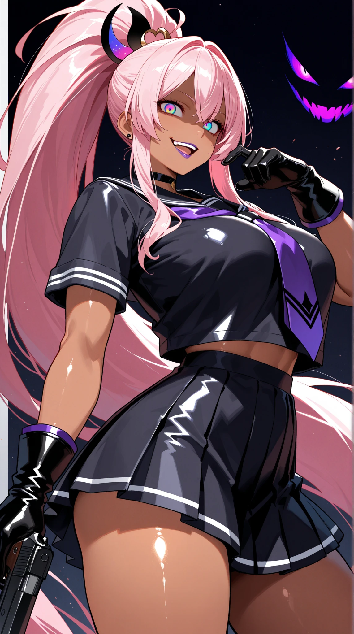 (absurd, 8K, 4K, masterpiece, hyper extreme detailed:1.2), alone, (1 person), front view portrait, best quality, alone, adult, cowboy shot, complete anatomy, 여자 1 person, perfect face, expressive eyes, perfect eyes, latex miniskirt , standing up, standing against wall, standing, Kyoko Kirigiri, (give:1.1), hair behind the ear, long hair, (side give:1.1), light purple hair, hair ribbon, ribbon, (purple eyes:1.1), dynamic pose, look forward, looking at viewer, ((Ahegao)), The best anatomy, (whole body), wrapped around face, standing, aakyoko, long hair, purple hair, side give, blunt bangs, Danganronpa \(series\), annoyed, (((I see pussy))), (((Nipples are exposed and clearly visible))), ((latex miniskirt)),NSFW, Pussy exposure , (((large erect nipples))), ((spread your legs wide apart)), (big eyes), (((bright eyes))), (((small pupils))), eyes feeling fear, ((Lift up your skirt and show your pussy)), ((orgasm))