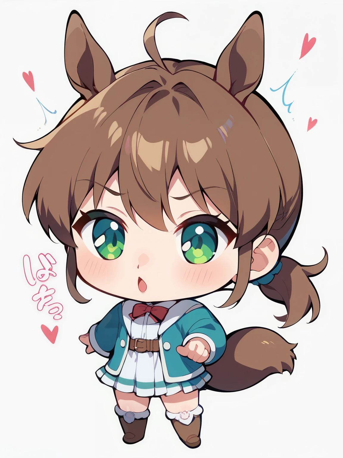 score_9, score_8_ up, score_7_ up, score_6_ up, score_5_ up, anime,nsfw, uncensored ,( chibi:1.3), full body silhouette of a cute girl running down the hill、dress、ponytail、horse ears、horse tail、high contrast、white and yellow-green duotone style、expressing maximum cuteness、emits delicate light、 retro vibe、Surrounding brilliance、 rich details 、top quality、high resolution,motion blur,Effect line,sound effect,