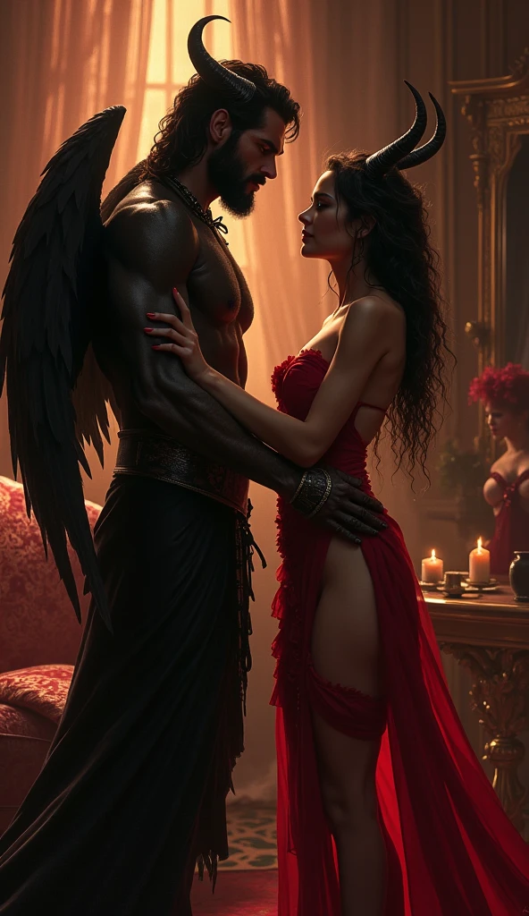 Woman having sex with the devil