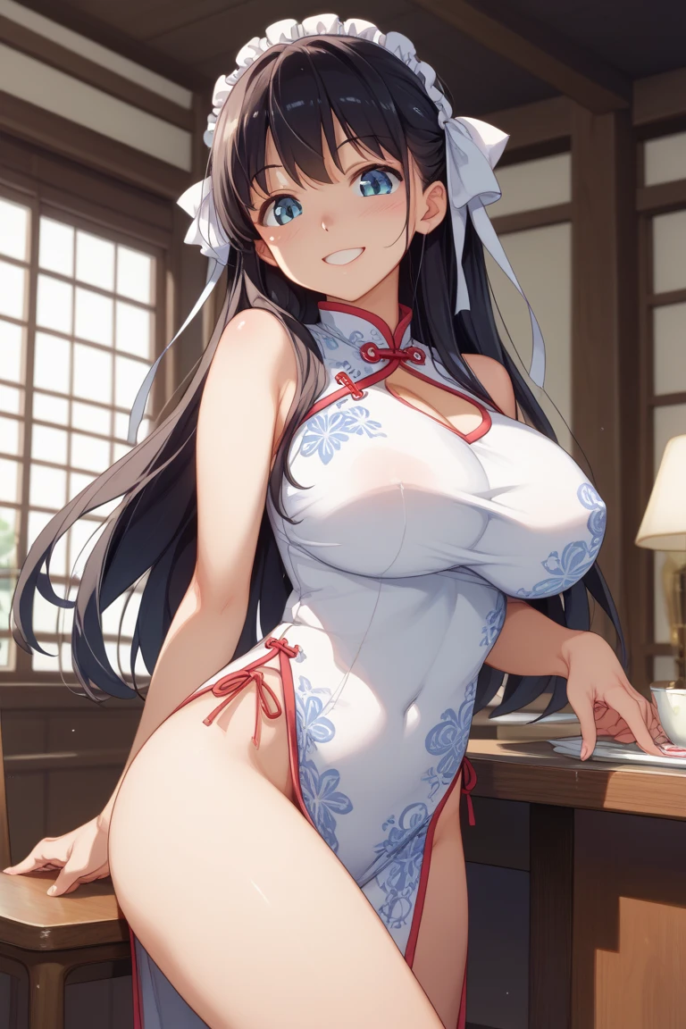 masterpiece, best quality, absurdres , perfect anatomy ,wang yujia, Black hair , smiling  (((nsfw))) , (((busty))),1girl, sensual body, Her cheeks flushed, vaginal secretions , garter belt ,white tights , silk lingerie , transparent lingerie ,x, gangbang, 3boys,  in hotel, bed,