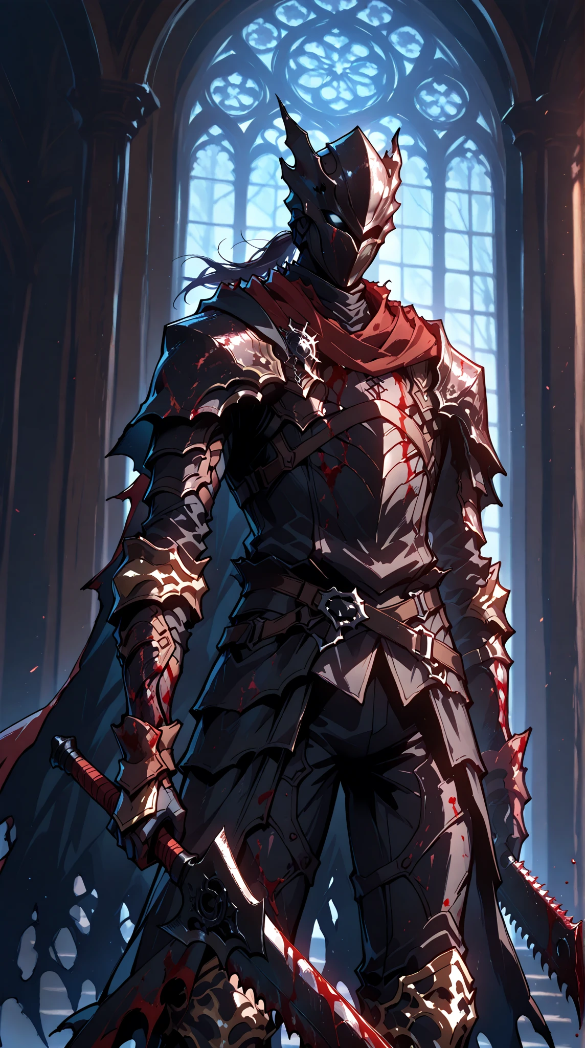(((((1 man))))),(非常详细的 CG 统一 8k 壁纸),(masterpaintings),(Best Quority:1.2),(A high resolution),(illustration:1.1),(filmlight:1.1),filigree,Complicated details,(best illustrations),8k解像度, Complicated details, the best quality, of a real, an ultra detailed, The best lighting, The best shadow, ultra high def, cryengine, ultra high def, (Detailed reflections), detailed shadow, (((Complicated details))), Smooth, ((perfect shadow)), High quality metal texture, metallic shine, highlydetailedillustrations, (semi realistic:1.6), (wide_Shot:1.2), (From below, dutchangle_angled), Dutch angle, (Landscape view), (midriff), (great composition:1.0), (Face to below the knee:1.3), ((darkly)), (1 persons:1.5), (holdingsword), (((Knight male))), ((Masculinity:1.5)), ((half closed eyes)), (With gray eyes), very vey very detailed face, (((Smooth short hair:1.1))), ((Black armor)), cloaks,Shoulder armor,,clothes flapping with wind,(urban_tech wear + Black_mitts), (hoodup), , , (, (((Wearing a tattered black cloak with rich details))), (Tall and strong physique), , Dynamic pose,,Epoachy atmosphere,sophisticated background,Dynamic lens angle,Blood rain behind it,(warzone),(((High quality Gothic ruins))),(depth of field),((cinematiclight)),(( Dark fantasy:1.5)), lovecraftian, spot color, monotone, Red, Splashing blood, (Best illumination), (hyper intricate details), ((Ultra-detailed)), 4k unity, (extremely details CG:1.2), ( 8K:1.1), art stations, ((author:donato giancola, author:wenjun lin, author:Stefan Morrell)), dystopian art, apocalypse art, ((semi - realism)), (realisitic), (dyna)
