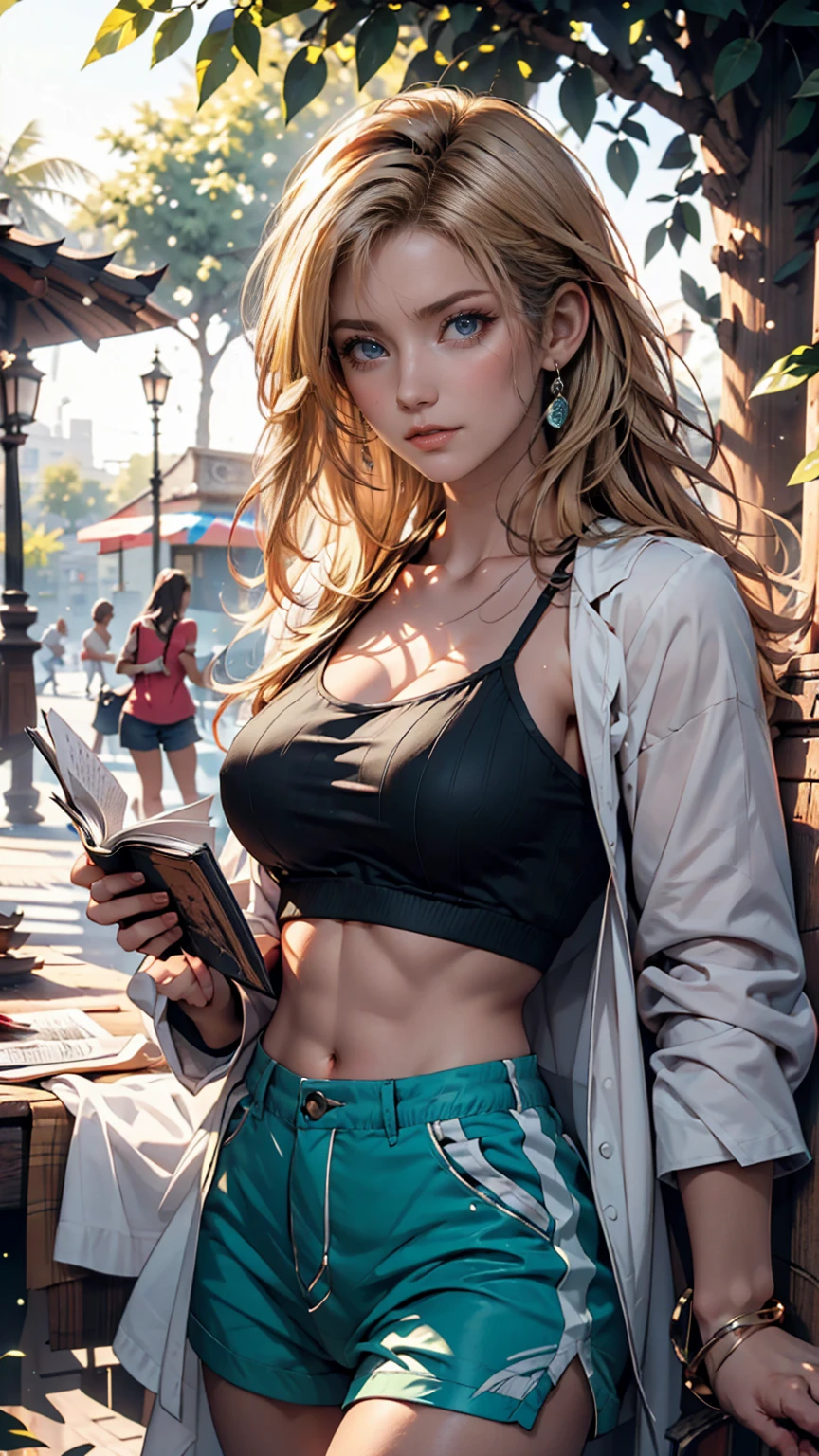 (((HD photo))), ultra high res.photorealistic:. 1.4, UHD, masterpiece, trending on artstation, portrait, pretty, cute face, most beautiful in the world, closeup of face and cleavage, soft, delicate, wavy blonde hair, wearing grey sports hoodie:1.8, black bra:1.9, yoga trousers1.5, large sagging breasts, slim waist, perfect hips, classroom background
