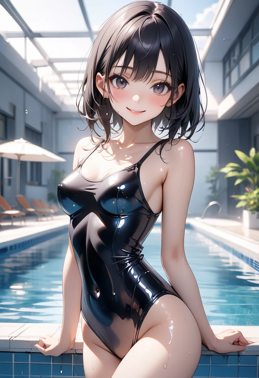 Sweaty、Skin Gloss 1.5、10 year old girl、Licking fingers、((Your breasts will get bigger、))Black Hair、(See through)、your breasts will grow(Open mouth facial)Background Outdoor pool、(My body is soaked..5)、Wavy hair and very short bob hair、Realistically、(Two 10 year old girls hugging each other, your breasts will grow胸の膨らみを強調する)((Gross 5.5))(She is wearing a sleeveless pink turtleneck swimsuit.)，，Accentuate your cleavage，Looking up from below，blush，moist pink lips，sexy，Own，Please open your mouth wide、Place your arms behind your head、