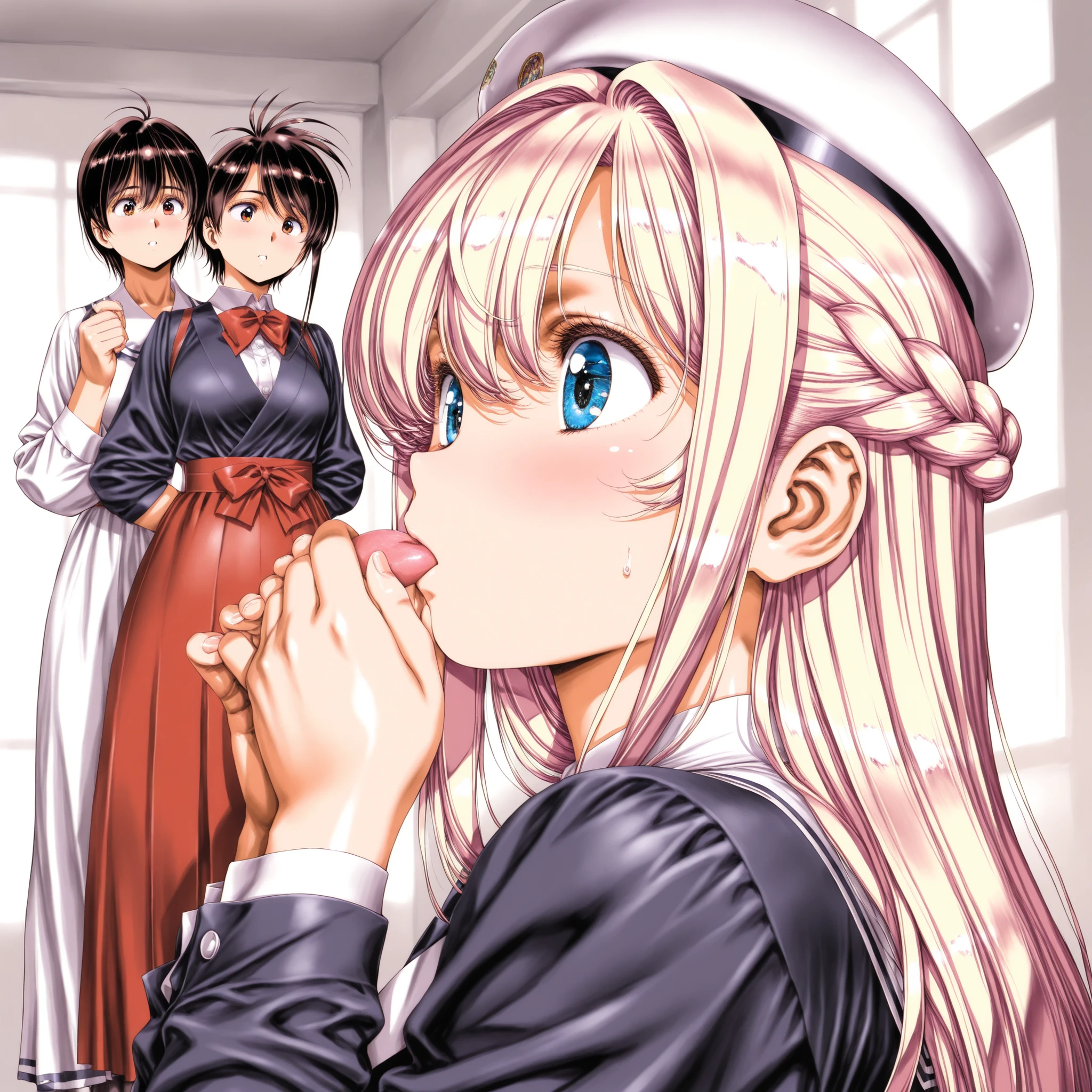 (nsfw),(super fine illustration,8K CG wallpaper,best quality,extremely detailed,ultra high res,best aesthetic),(cowboy shot,from front),1girl ,idolmaster, ((yukimi sajou)), (12yo,beautiful girl),((((beautiful dark orange eyes)))),(((beautiful dark blue hair))), (((midium straight hair)))),(((Blunt bangs))),(wet skin),(sweat),(steam),((flat chests,very small breasts)),((mini)),(petit)),(gorgeous wedding dress:1.5),(wedding veil, white corset, white lace legwear, nipple, white wedding grove:1.3), ,(open clothes),(wet clothes),(first round),half-closed eyes, orgasm face, O-face, blush cheeks, arched back, (vaginal penis:1.2), (a Faceless male), ,(((carrying sex))),hetero, man in below, (intense Sex:1.7), (cum out:1.2),(red carpet),(((multiple boys, peeing on a girl,multiple penises, gangbang, holding penis))),((ecstasy torogao, saliva trail, nose blush,one eye closed,out tongue)),cleavage of the breast,happy,((smile:1.9),((cum on body:1.9)),((cum on face:1.9)),((cum on hair:1.9)),(Bukkake, cum in mouths:1.3),(vulgarity),((wedding chapel:1.5)), (indoor, church, many stained glass window),look at viewer,