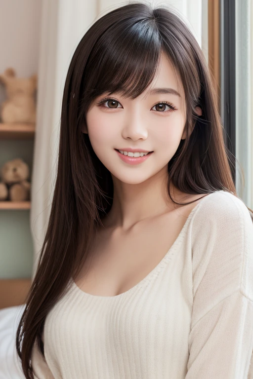 masutepiece, Best Quality, Illustration, Ultra-detailed, finely detail, hight resolution, 8K Wallpaper, Perfect dynamic composition, Beautiful detailed eyes, Medium Hair,Bold sexy poses,Smile,Harajuku、20 years girl、Cute、Sexy shot looking at camera