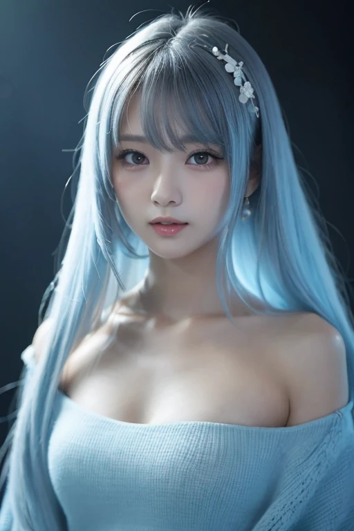 Naked whole body、Naked boobs in full view、No bra、Exposing pink nipples、(Highest quality, 32K, High resolution, masterpiece:1.5, ), 全Naked Beauty、A woman with her areola fully exposed、god々Photos with radiant and healing powers、A sense of calm and elusive beauty, 全Naked whole body、A beautiful girl in full body、Very beautiful face, Small Face Beauty, Perfect Human Anatomy、Magic big eye, Motherhood and generosity, deep love, A fleeting smile, ((Shiny light blue hair:1.3)), ((Complexly disheveled super long straight silk hair)), Asymmetrical bangs, Hair between the eyes, transparent, Soft white skin, Sharp eyebrows, Thin lashes, Pale pink lips, , (Naked Beauty), High resolutionの完璧な鎖骨, High resolutionの美しい胸元, Slim figure and ample breasts, High resolutionの美しい太もも, ((Detailed blue sky background:1.3)), Dazzling Sun, Professional Lighting, Professional Photographer, Professional Model, god秘的