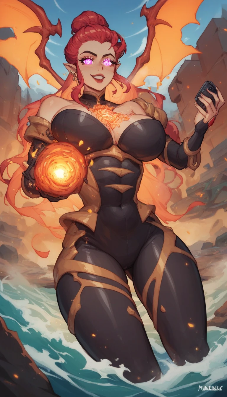 female barefoot summoner levitating with blonde hair robes and cape arms lifted up over a broken earth bright lava light from below asteroid field (jagged rocks boulders and debris shooting into the air:1.3) (windy dust debris storm:1.1) volumetric fog mist ray tracing z pass bright light from below, (masterpiece) (best quality) (detailed) (8k) (cinematic lighting) (sharp focus) (intricate) female sorcerer of fire, fire background, queen of fire magic, big hips, small waist, big legs, big ass, wearing black and red leggins, long black and red hair, yellow eyes,coat with flame effects, sexy legs, beautifull face, detailed body, bubble ass type,