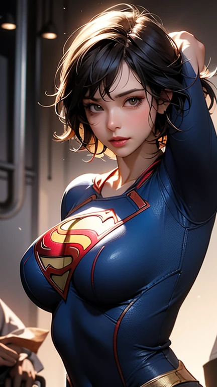 Best Quality Supergirl Boobs Portrait, 4k Wallpaper, Extremely Detailed Supergirl, Open Her Shirt, 8K Wallpaper, Glowing Eyes, Short Black Hair, Perfect Shadow, Masterpiece, Looking at Viewer, blushing, very embarrassed, Innocent smiling, Extremely detailed eyes, ultra-detailed, 1 solo girl, 2 perfect hands only, opens her Supergirl uniform like a shirt with her 2 hands, ((((Private Breasts Lover Show)))) invites the viewer to breastfeed, perfect 30 year old woman, Supergirl minimalist shirt uniform, 1 solo girl only, Night on top of a skyscraper, Private outdoor show, Looking at the viewer, small breasts, breasts outside shirt, NSFW, Breast milk, milk, (breast milk comes out of the breast) perfect breast proportion, NSFW awarded, , stars, UHD, 8k, (Natural Light, Professional Lighting:1.2, Cinematic Lighting:1.5), (Masterpiece:1.5)