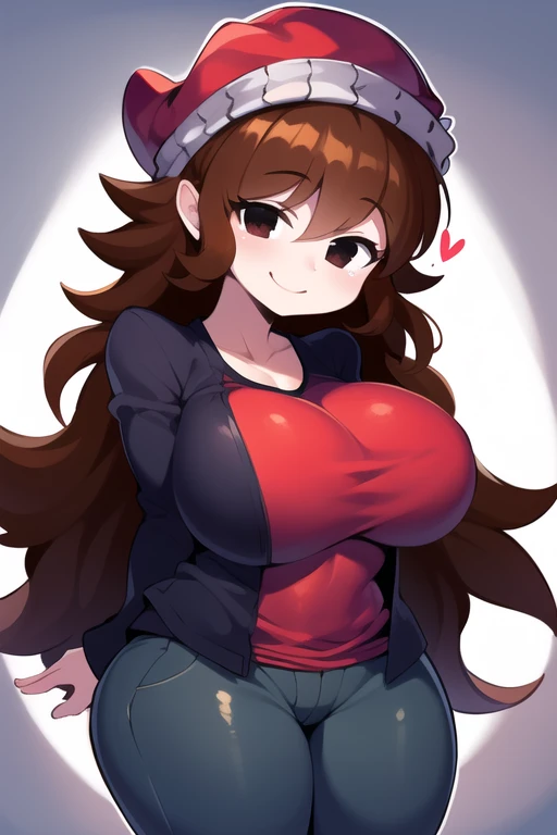 by by buta99, by chelodoy, by spikedmauler, by cervina7, solo, female, standing, looking at viewer, ((hair, snout)), blush on face, eyelashes, eyeliner, big breasts, cleavage, , light brown fur, pink eyes, sexy, brown hair, long light brown hair, skinny, canine, long curly hair, small waist, huge thighs, , big eyes,  , huge hips, big hips, brown glowy skin, pink room, big pink eyes, kawaii eyes, anime eyes, massive eyes, pink blush, cute clothes, black latec, sexy, sex position, huge butt, perky , pink background, hearts, cute hearts, sexy, dark setting, evil, large breast, plump lips, blush, white and pink kawaii clothes, white and pink mini skirt, white shirt, pink and white socks, kawaii bows, kawaii